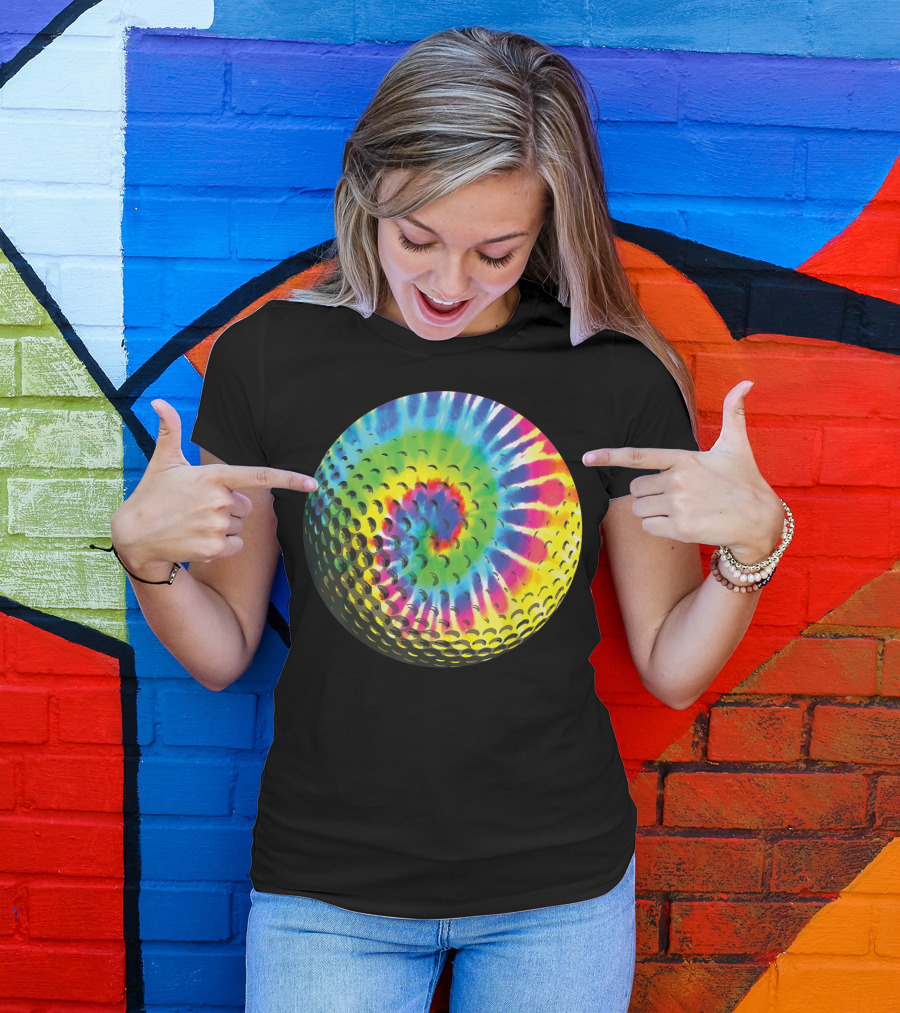 Tie Dye Rainbow Colored Golf Ball T-Shirt