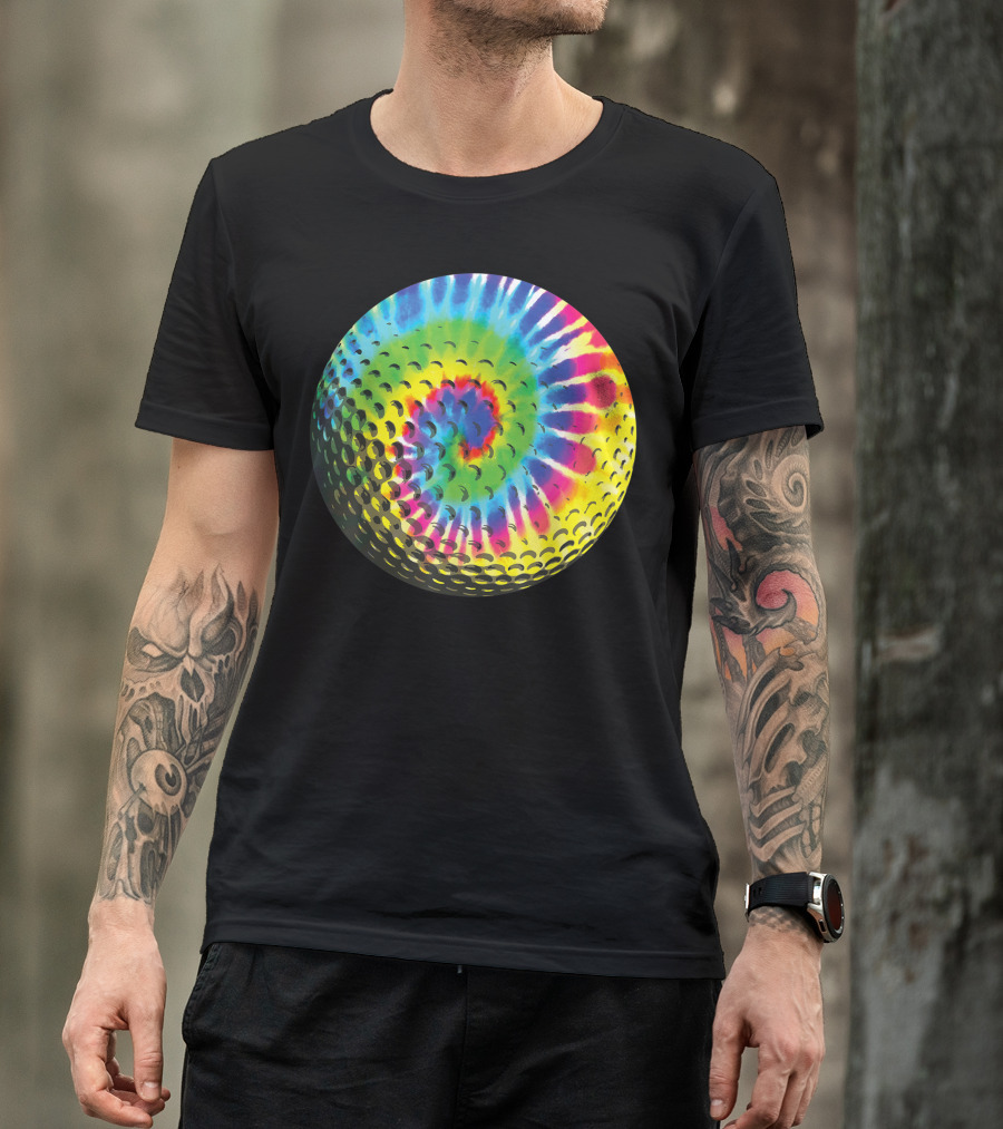 Tie Dye Rainbow Colored Golf Ball T-Shirt