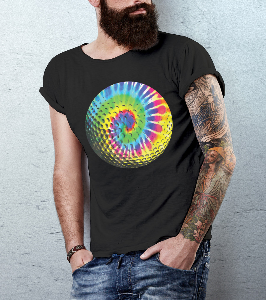 Tie Dye Rainbow Colored Golf Ball T-Shirt