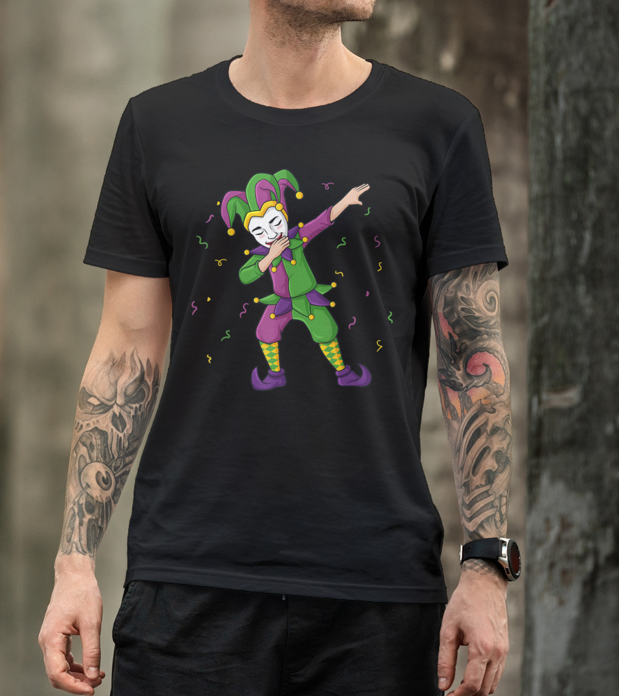 Dabbing Joker Mardi Gras Dab Jester Mask T-Shirt