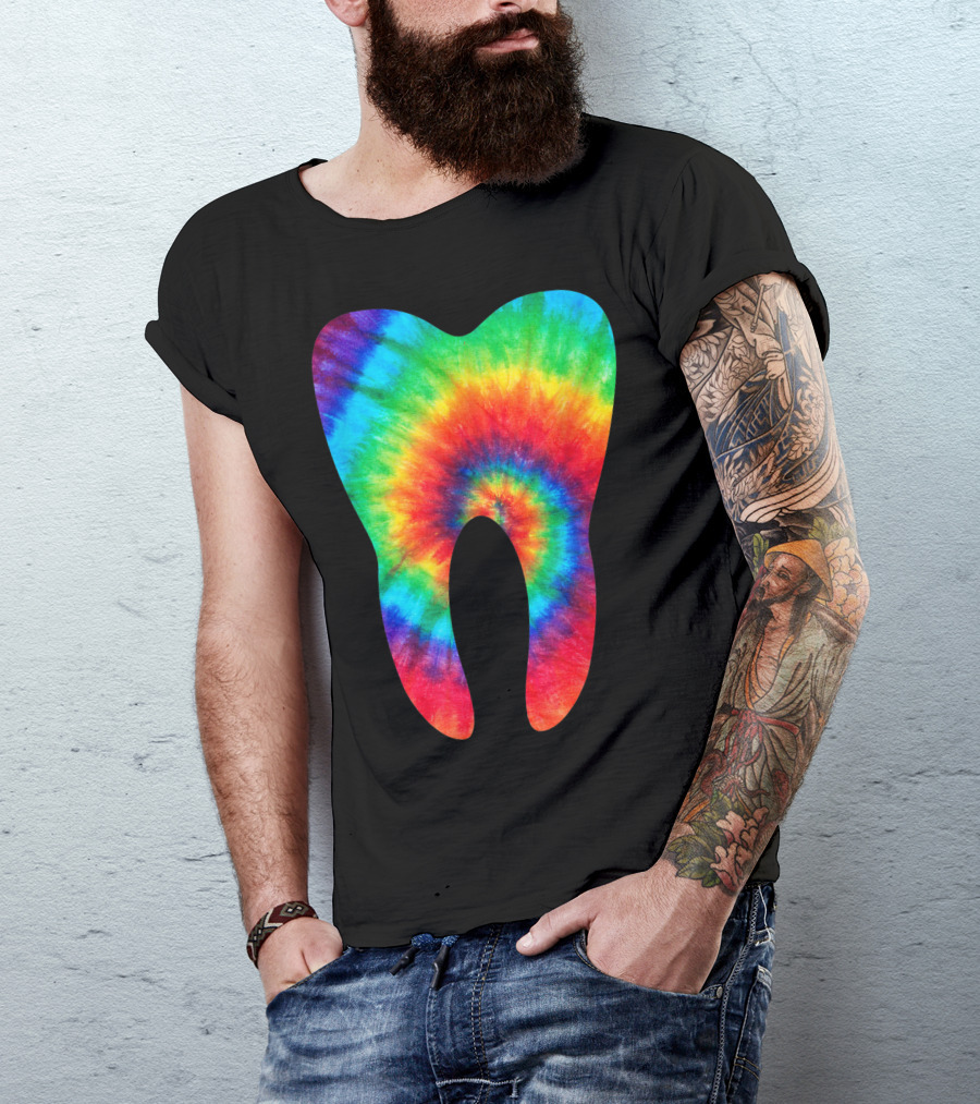 Vibrant Tie Dye Rainbow Tooth Hippie Costume T-Shirt