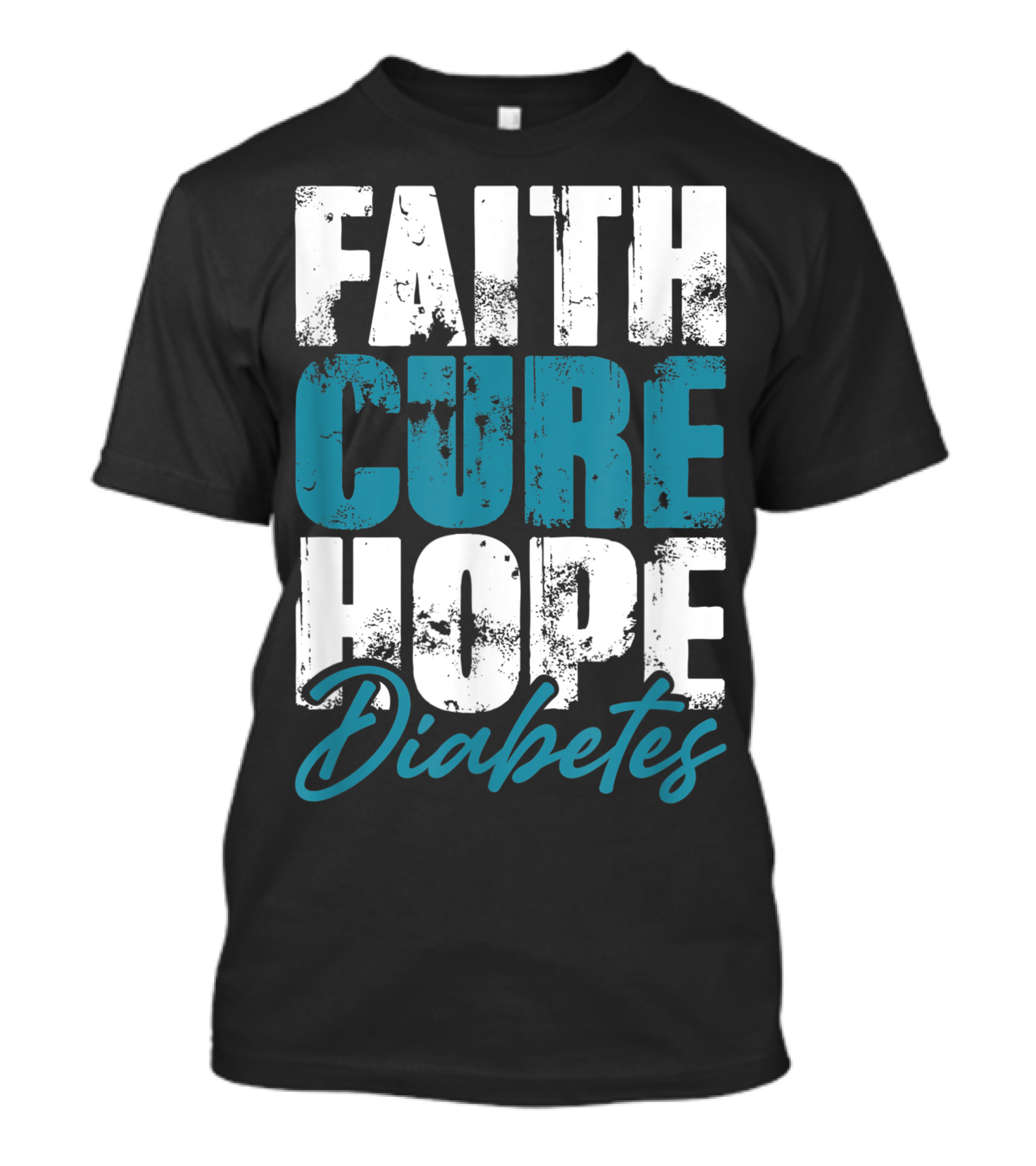 Faith Cure Hope Diabetes Warrior Awareness T-Shirt