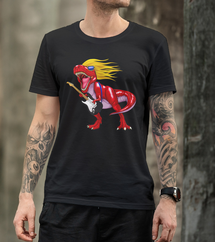 Dinosaur Rex Rock And Roll Guitar Legend T-Shirt