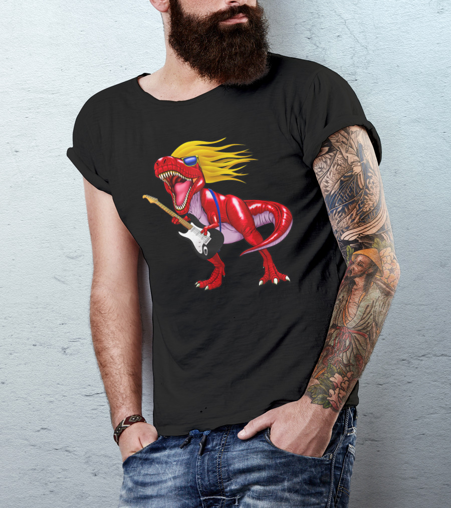 Dinosaur Rex Rock And Roll Guitar Legend T-Shirt