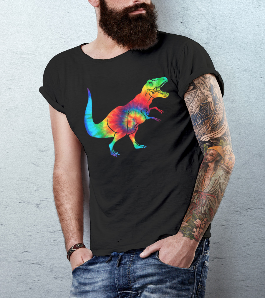 Dinosaur Trex Ocean Tie Dye Rainbow Hippie Costume T-Rex Psychedelic T-Shirt