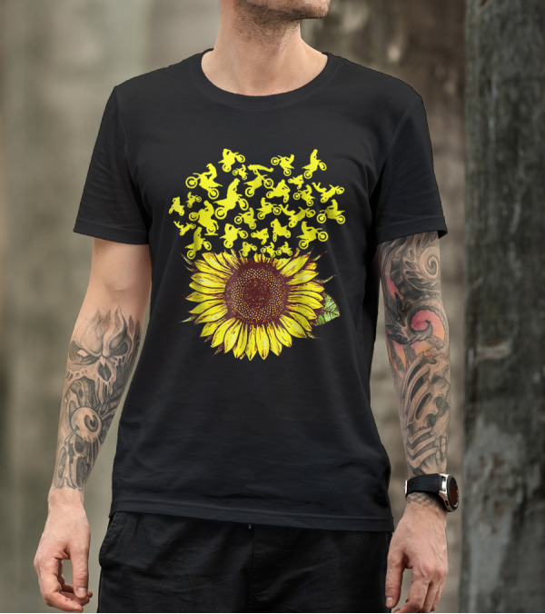 Dirt Bike Sunflower Hippie Sunflower Motocross Blooms T-Shirt