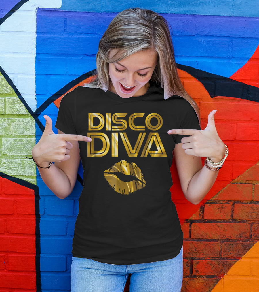 Disco Diva Retro Lips 60s 70s 80s Costume Party Wear T-Shirt
