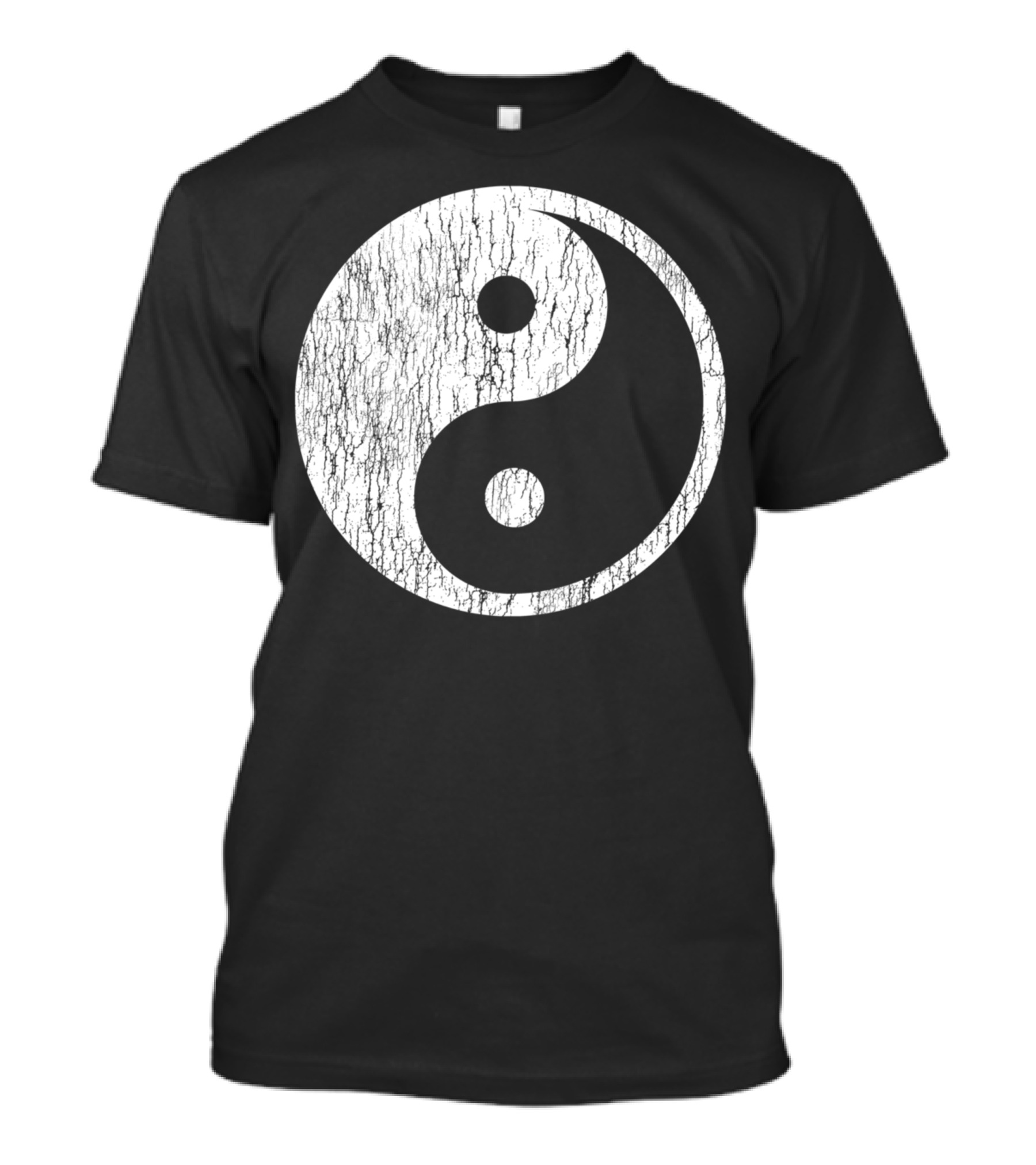 Distressed Yin Yang Symbol Black And White Texture T-Shirt