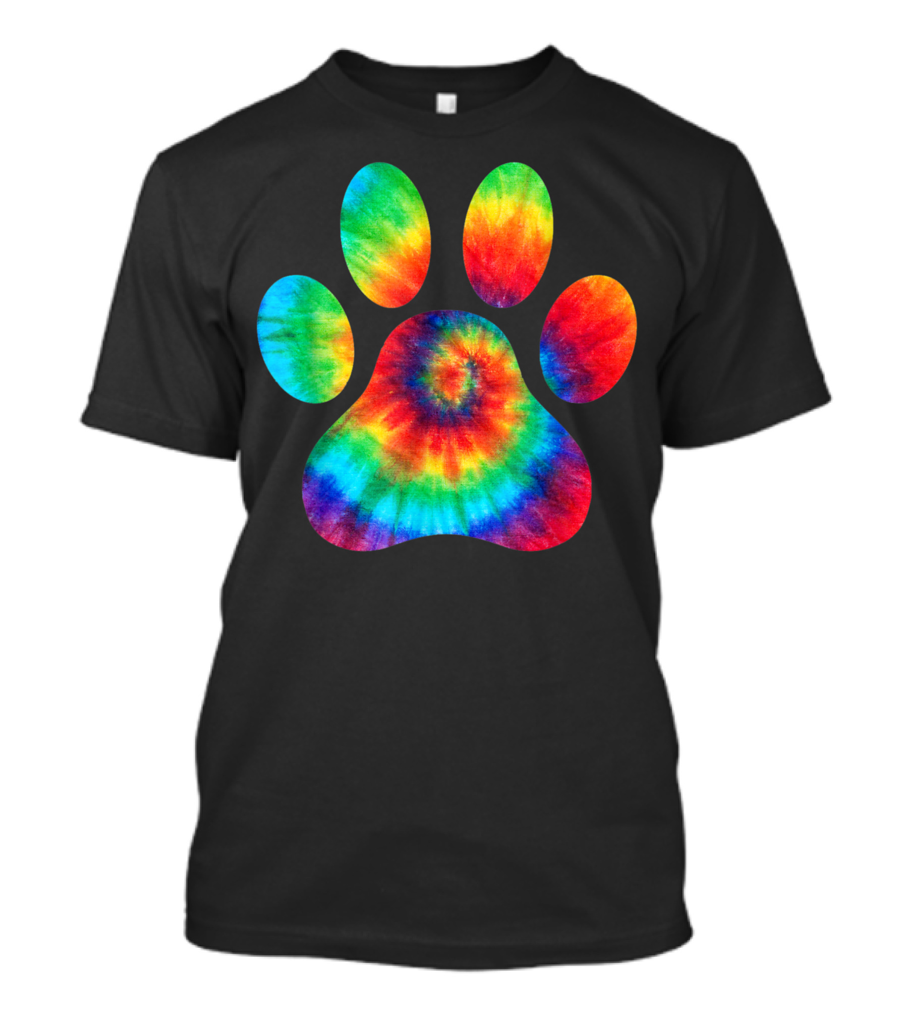 Dog Cat Paw Ocean Tie Dye Rainbow Multicolor Print T-Shirt