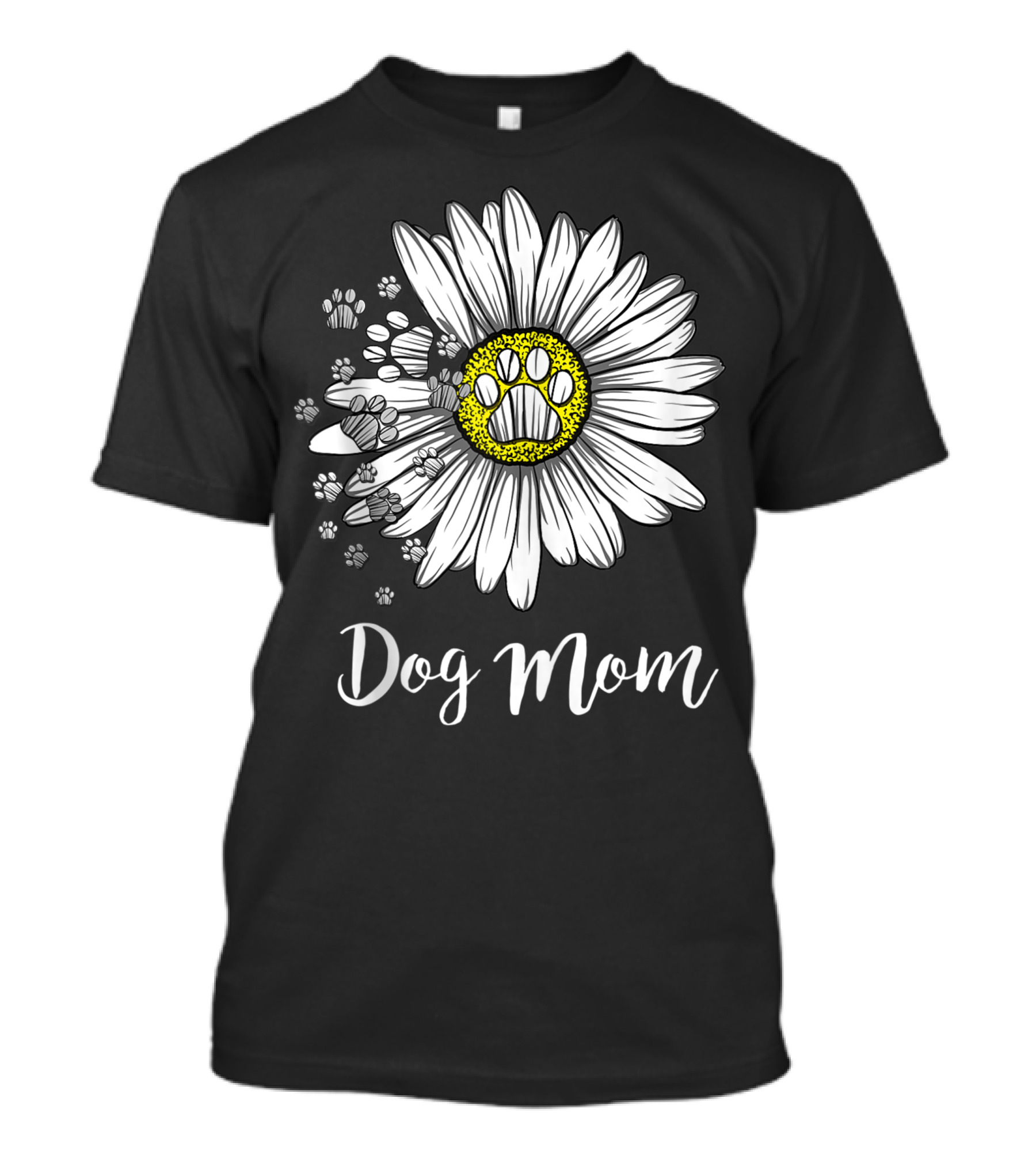 Dog Mom Daisy Flower With Paw Prints T-Shirt