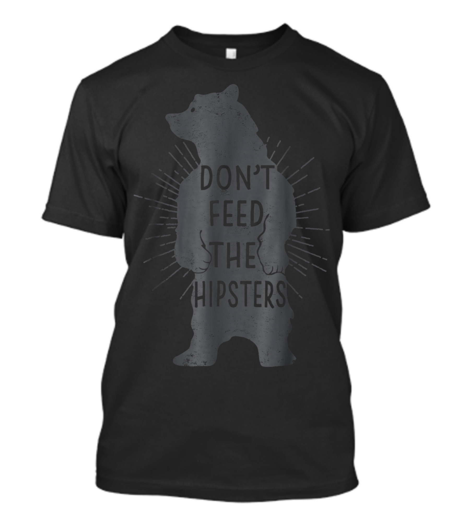 Don't Feed The Hipsters Hungry Bear Retro Humor T-Shirt