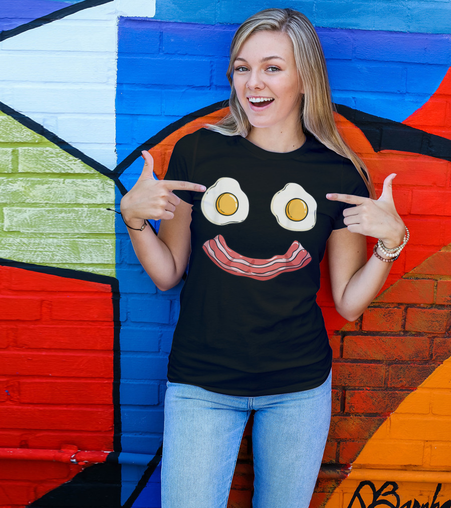 Eggs And Bacon Happy Face Breakfast Smile T-Shirt