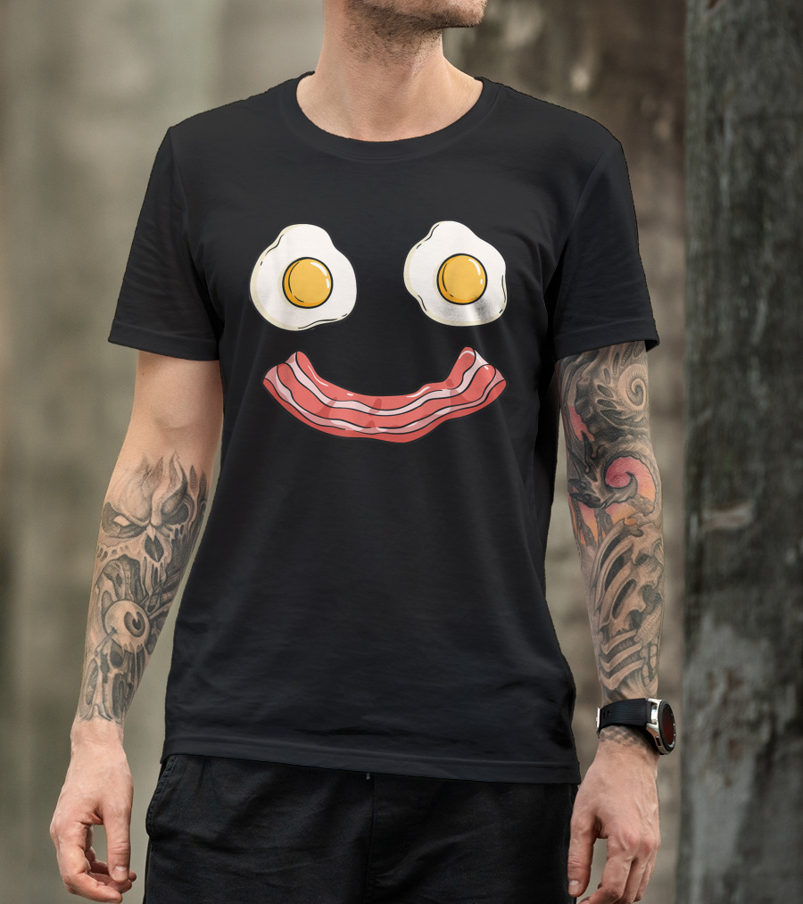 Eggs And Bacon Happy Face Breakfast Smile T-Shirt