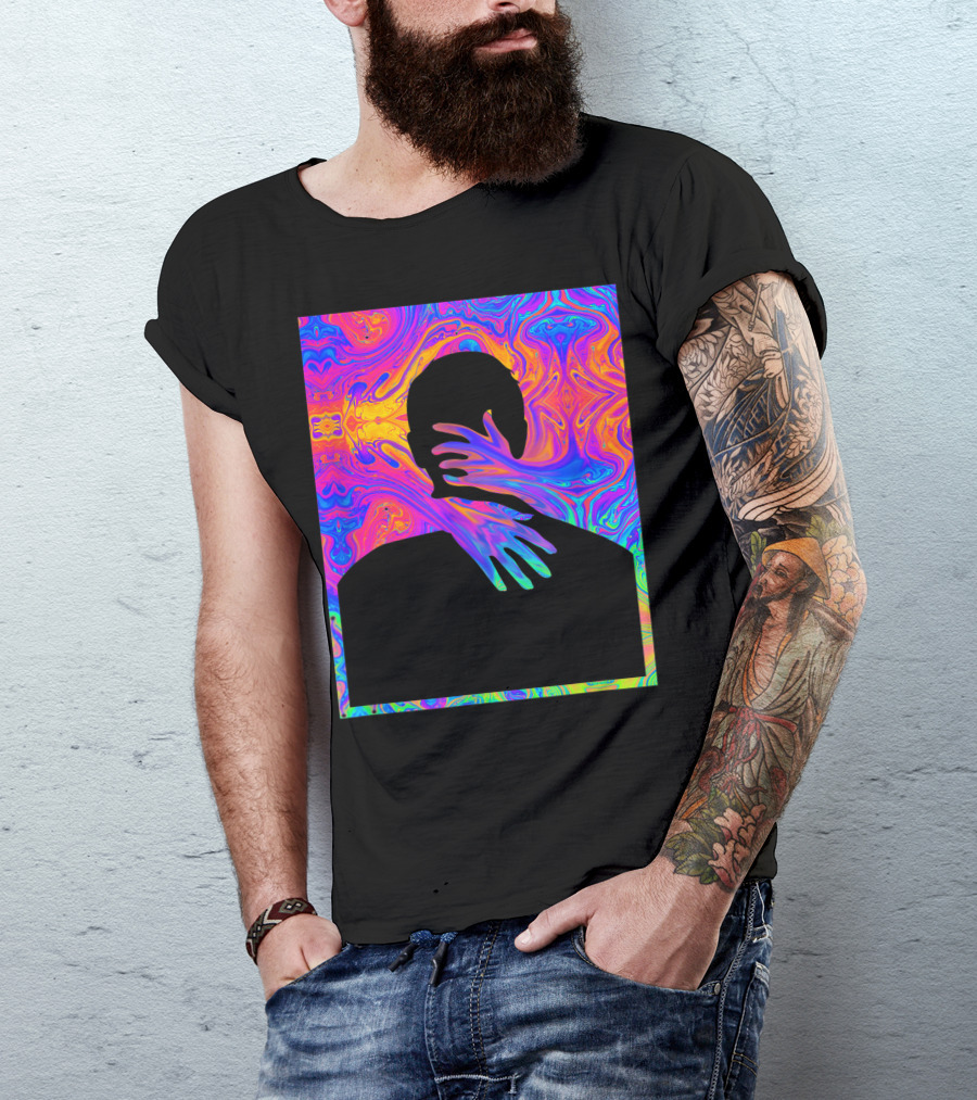 Embracing Colorful Fluid Man Trippy Psychedelic T-Shirt