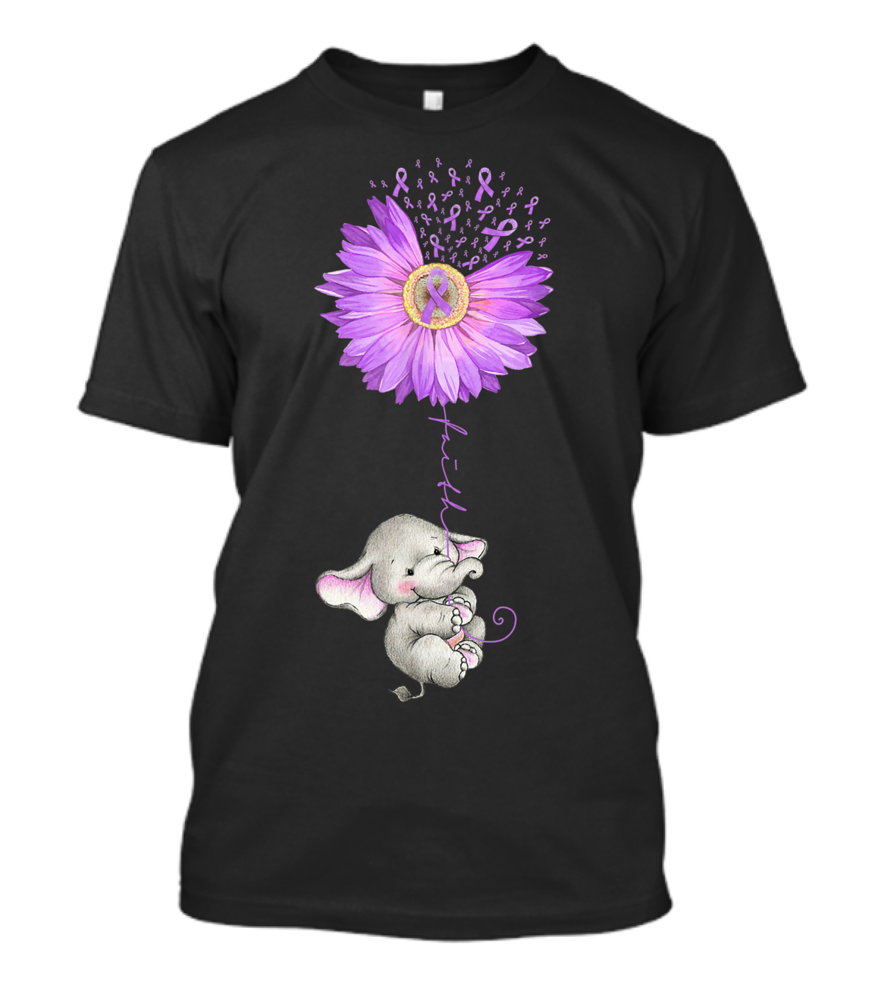 Faith Elephant Purple Sunflower Epilepsy Awareness T-Shirt
