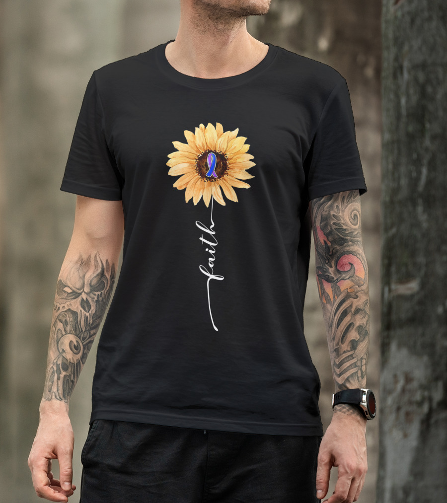 Faith Sunflower Purple Blue Rheumatoid Arthritis Awareness T-Shirt