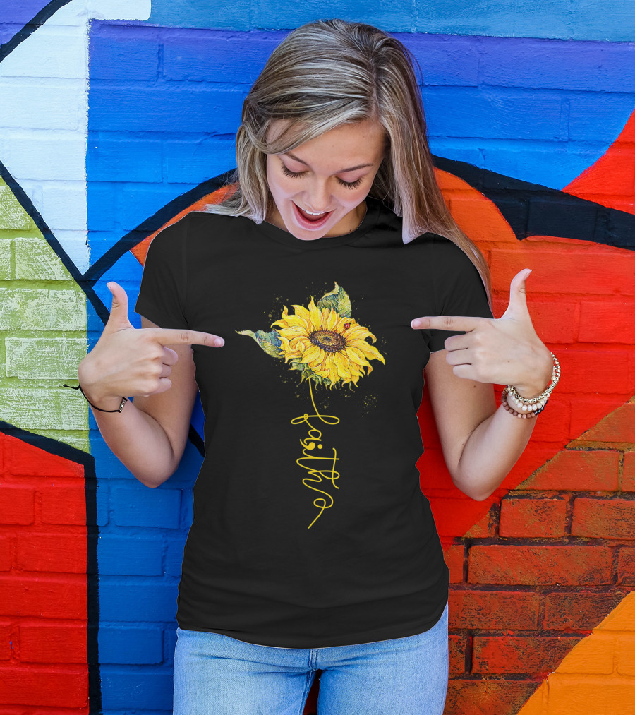 Faith Sunflower Semicolon Support Suicide Prevention T-Shirt