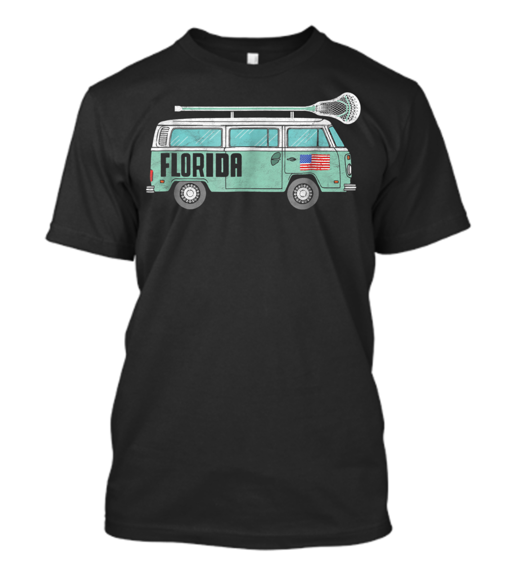 Florida Lacrosse Van With American Flag T-Shirt