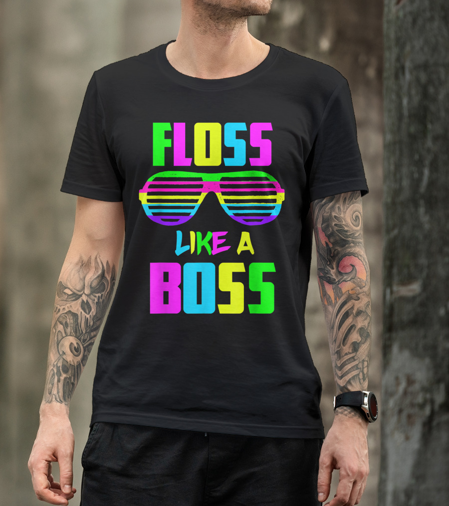 Floss Like A Boss Neon Sunglasses Party T-Shirt