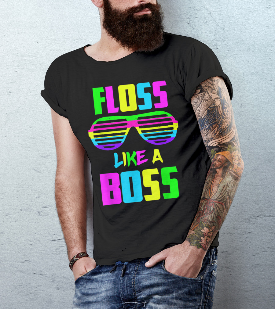 Floss Like A Boss Neon Sunglasses Party T-Shirt