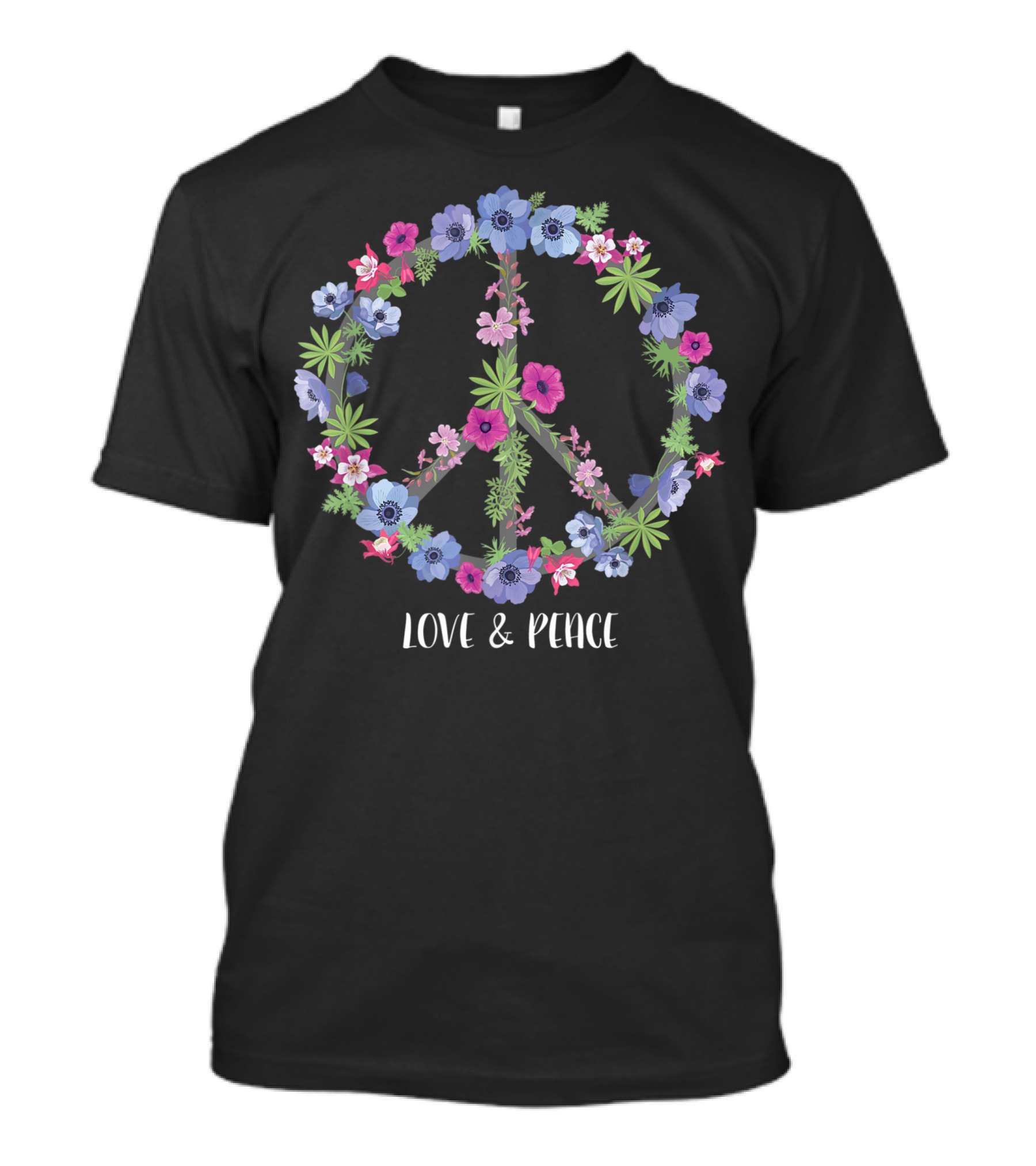 Flower Peace Symbol Love And Peace Girls T-Shirt