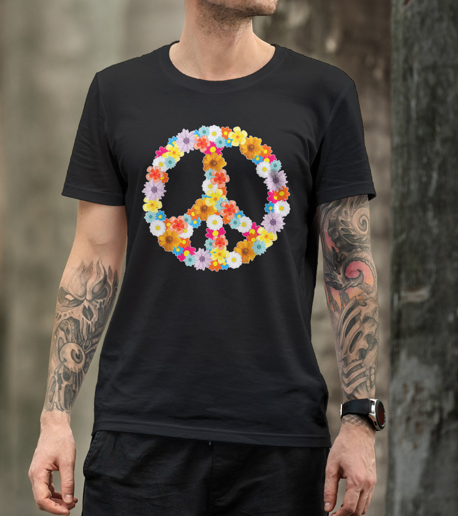 Flower Power Peace Sign Hippie Floral Symbol Xb T-Shirt