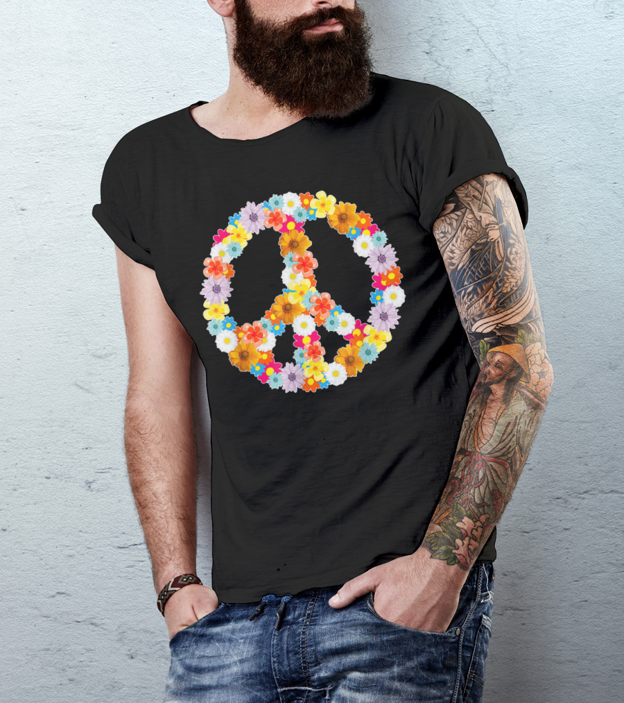 Flower Power Peace Sign Hippie Floral Symbol Xb T-Shirt