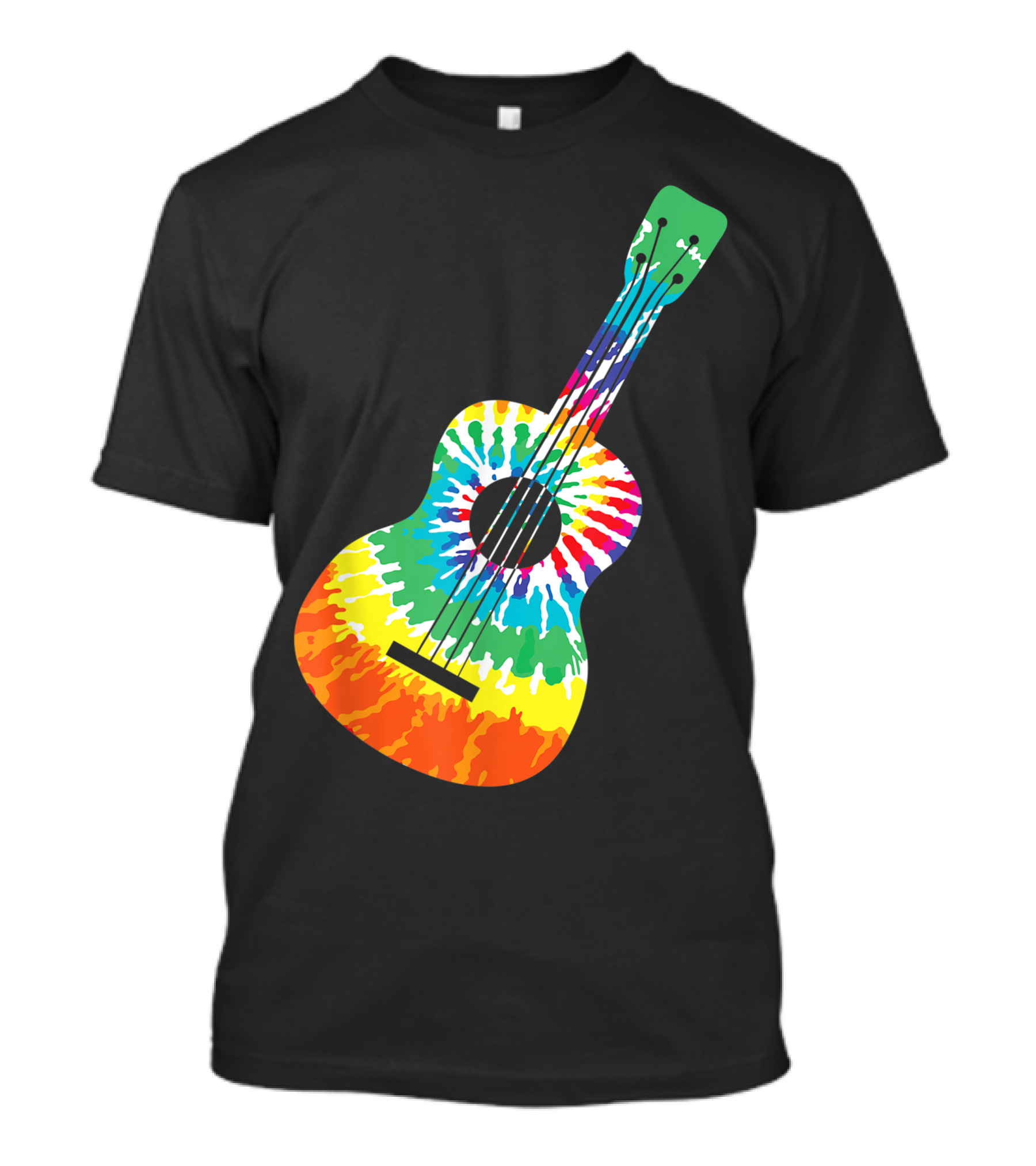 Fun Colorful Hippie Tie Dye Rainbow Acoustic Guitar T-Shirt