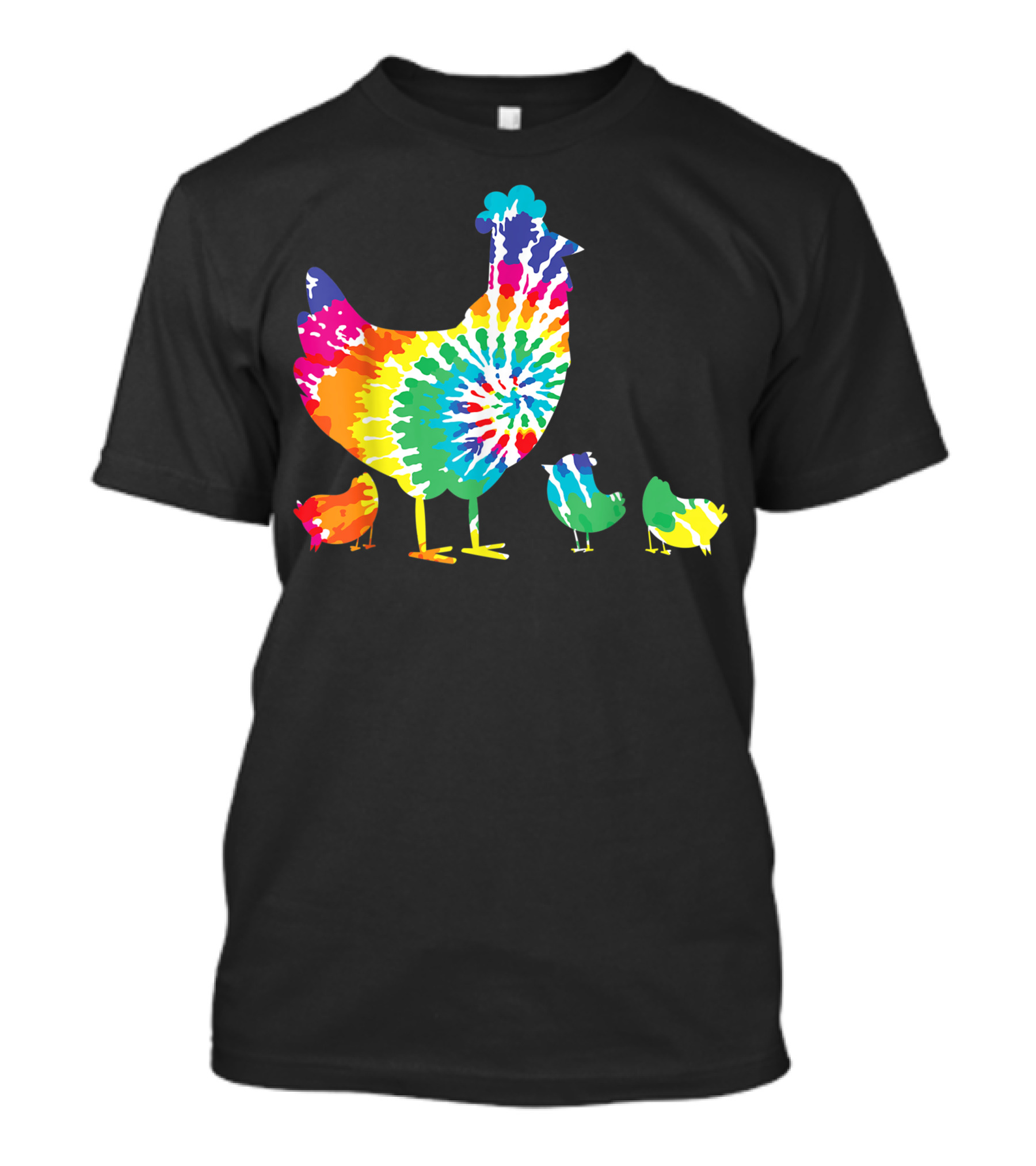Hippie Tie Dye Rainbow Hen And Chicks Fun Vibes T-Shirt