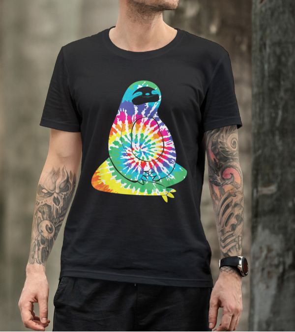 Hippie Rainbow Tie Dye Sloth Relaxation H7 T-Shirt