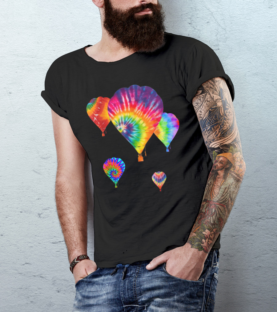 Fun Hippie Tie Dye Hot Air Ballooning T-Shirt