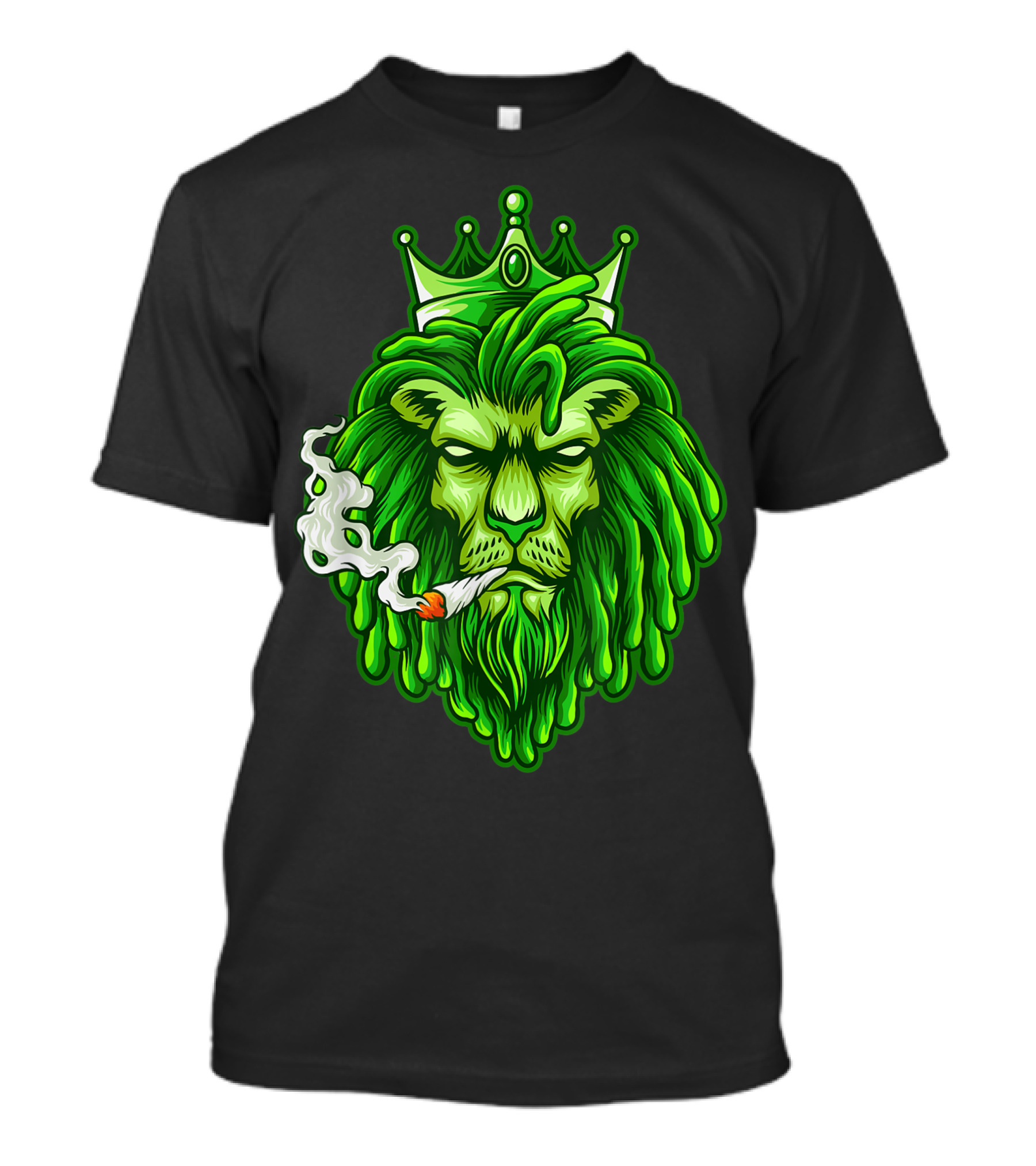 Fun Smoking Lion Marijuana Cannabis Weed Hippie Rasta Rock King T-Shirt
