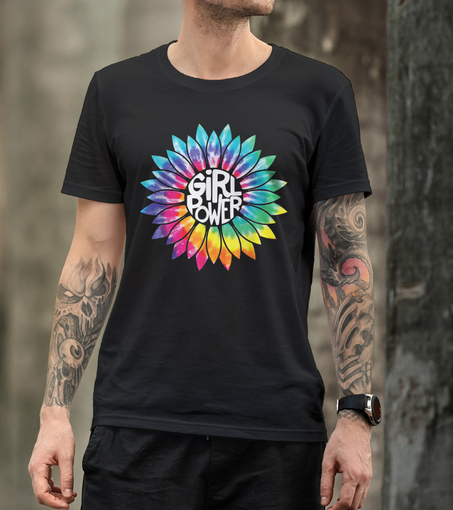 Girl Power Flower Tie Dye Hippie Rainbow Empowerment T-Shirt