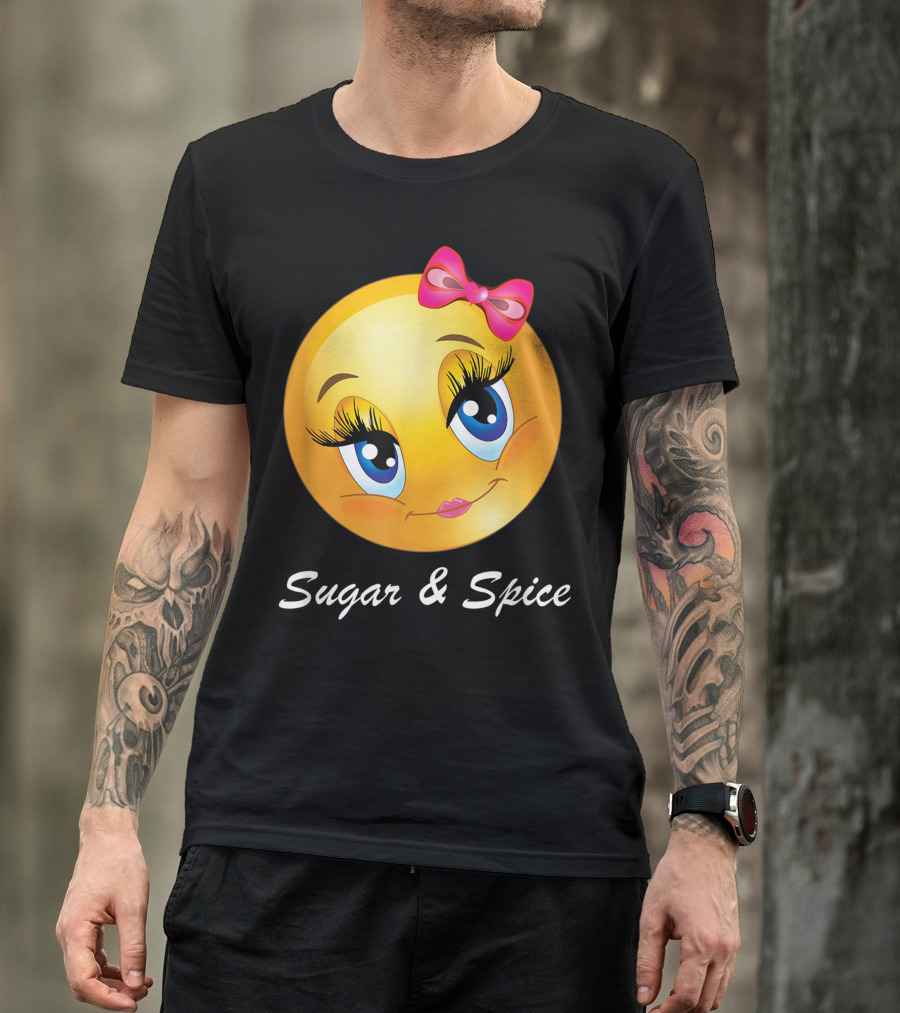 Sugar And Spice Cute Emoji Blue Eyes Pink T-Shirt