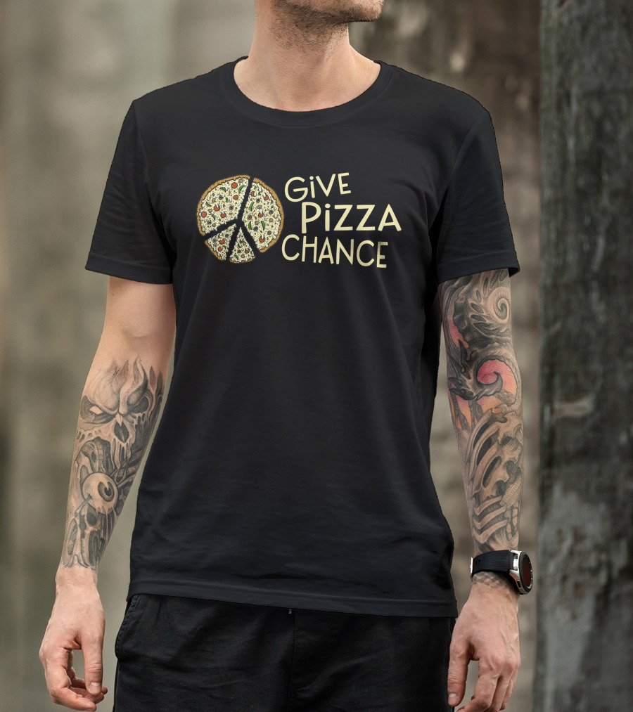 Give Pizza A Chance Peace Symbol Pizza T-Shirt