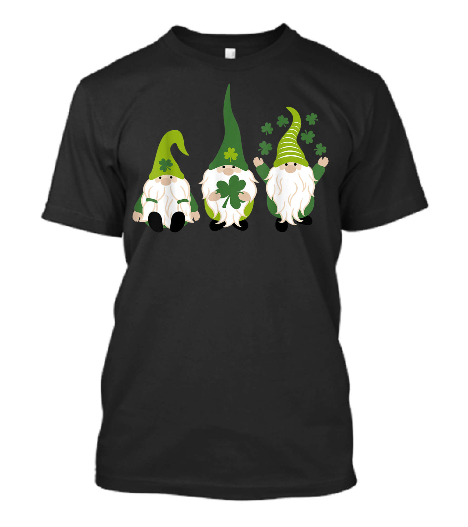 Gnome Leprechaun Tomte With Shamrock Hats Trio T-Shirt