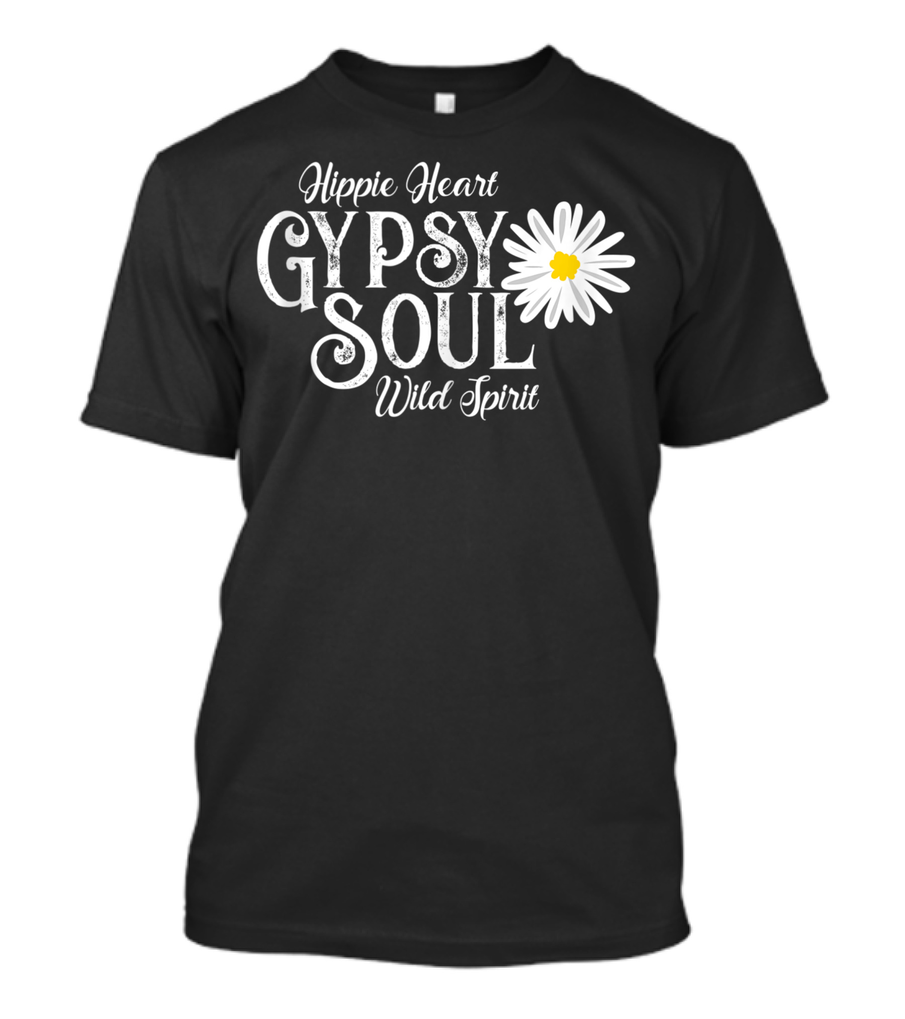 Hippie Heart Gypsy Soul Wild Spirit Daisy Flower T-Shirt
