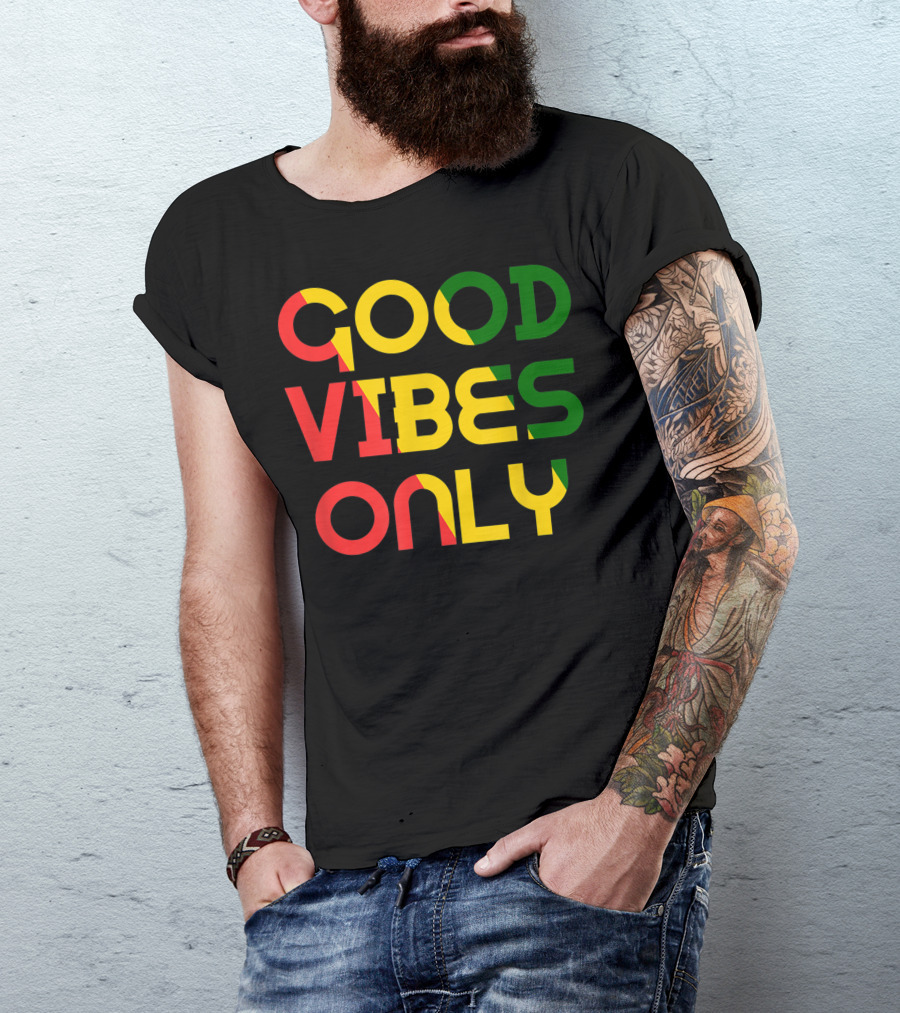 Good Vibes Only Rasta Reggae Roots Flag T-Shirt