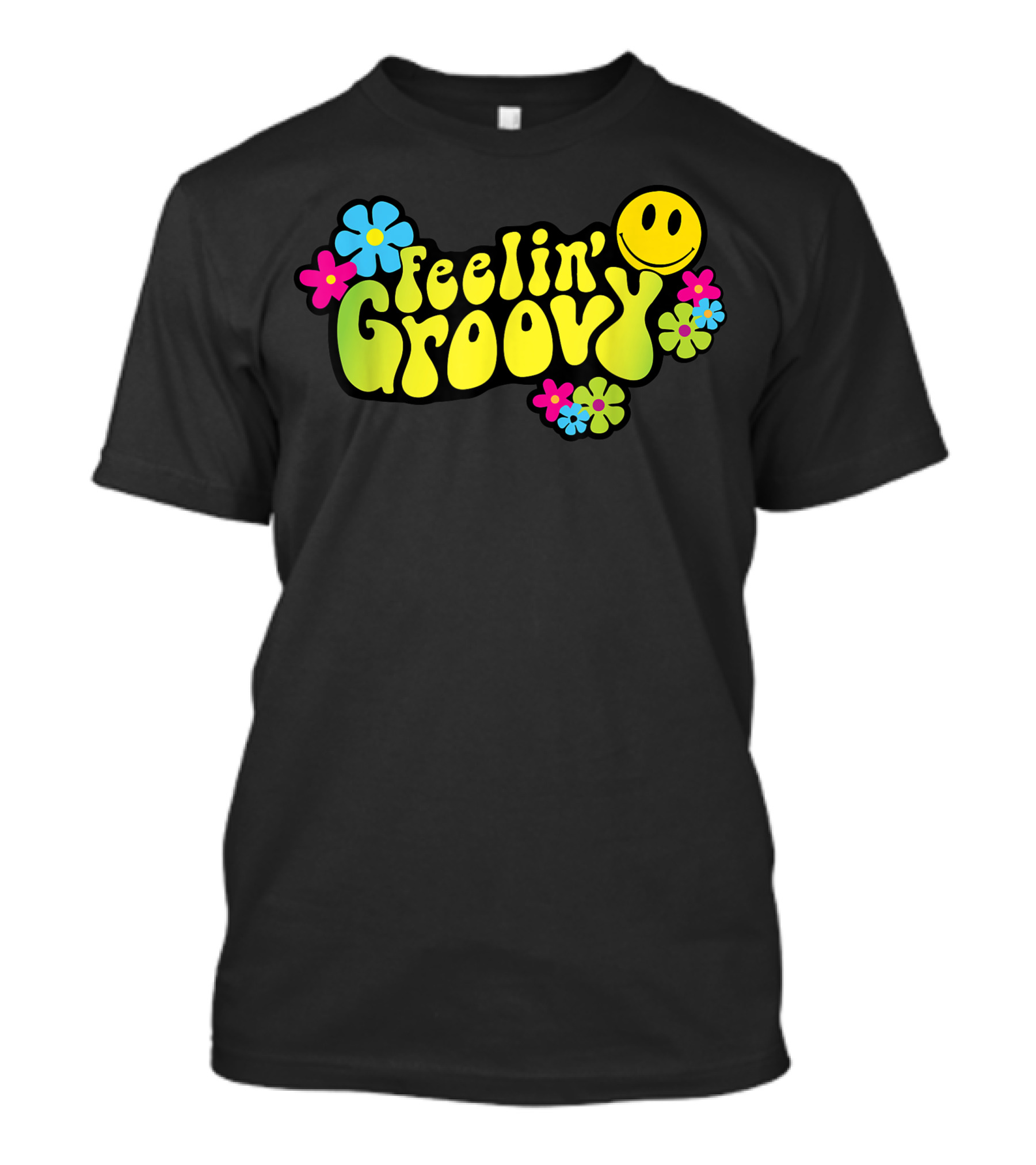 Feelin Groovy Vintage Good Vibes Smiley Flowers T-Shirt