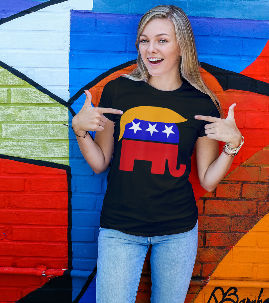 GOP Republican Elephant Donald Trump Hair Stars Iconic T-Shirt