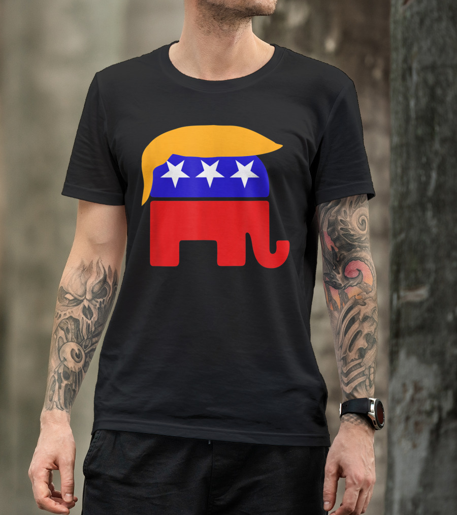 GOP Republican Elephant Donald Trump Hair Stars Iconic T-Shirt
