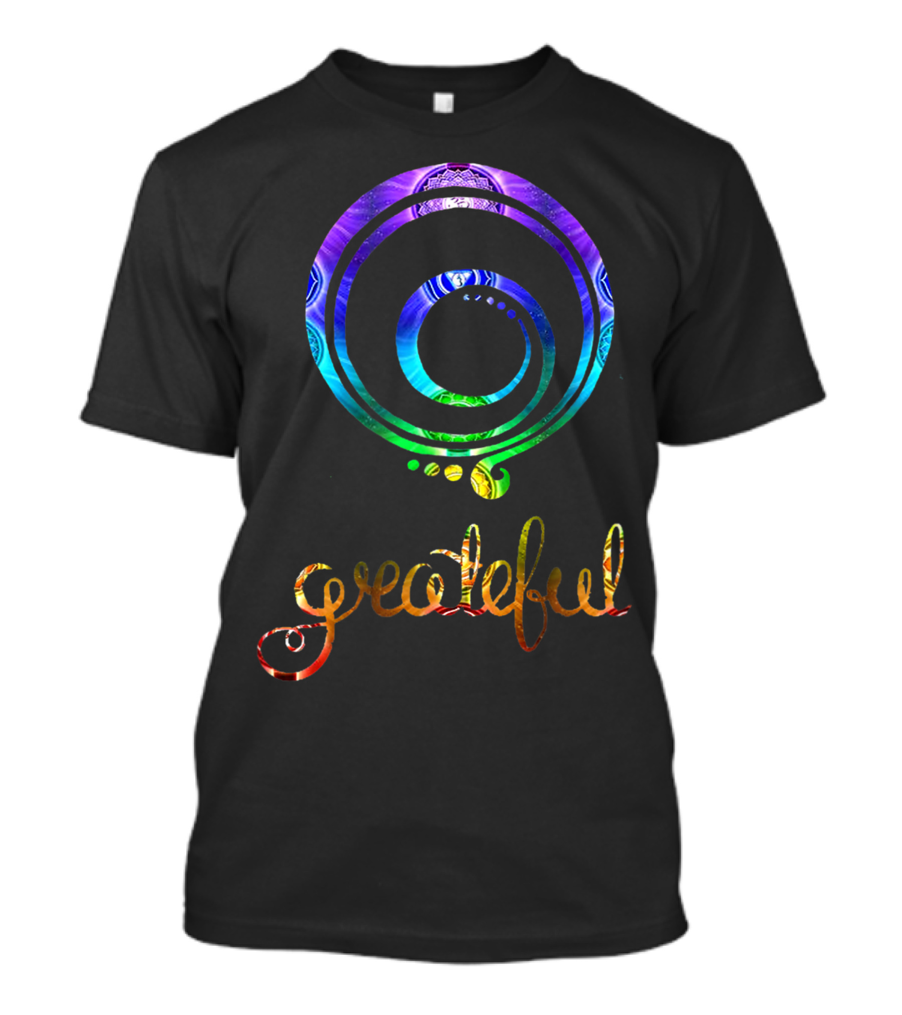 Grateful Chakra Spiral Symbol Rainbow Gratitude T-Shirt