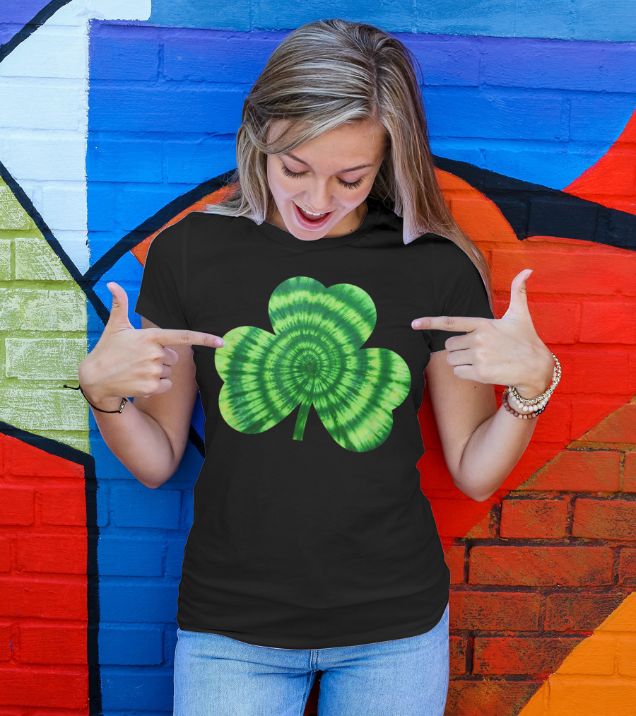 Green Tie Dye Shamrock Spiral T-Shirt