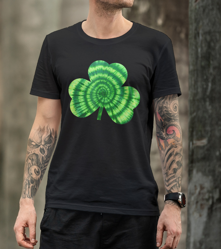 Green Tie Dye Shamrock Spiral T-Shirt