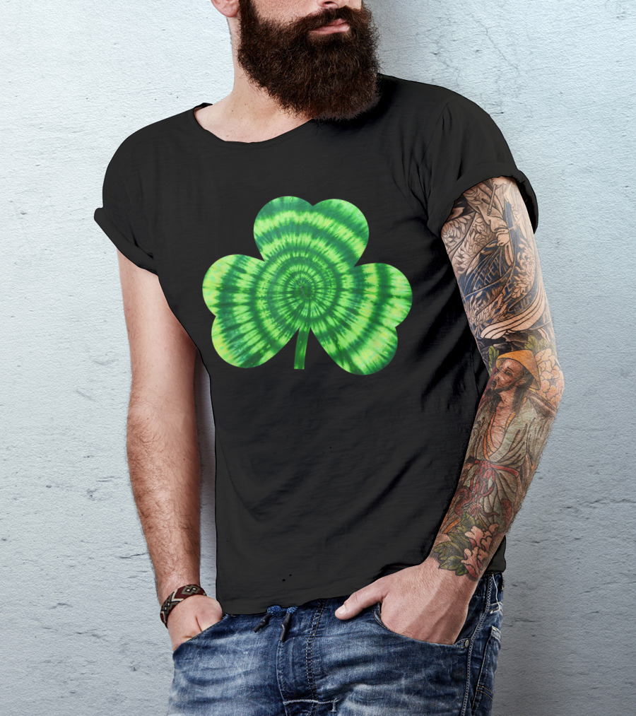 Green Tie Dye Shamrock Spiral T-Shirt
