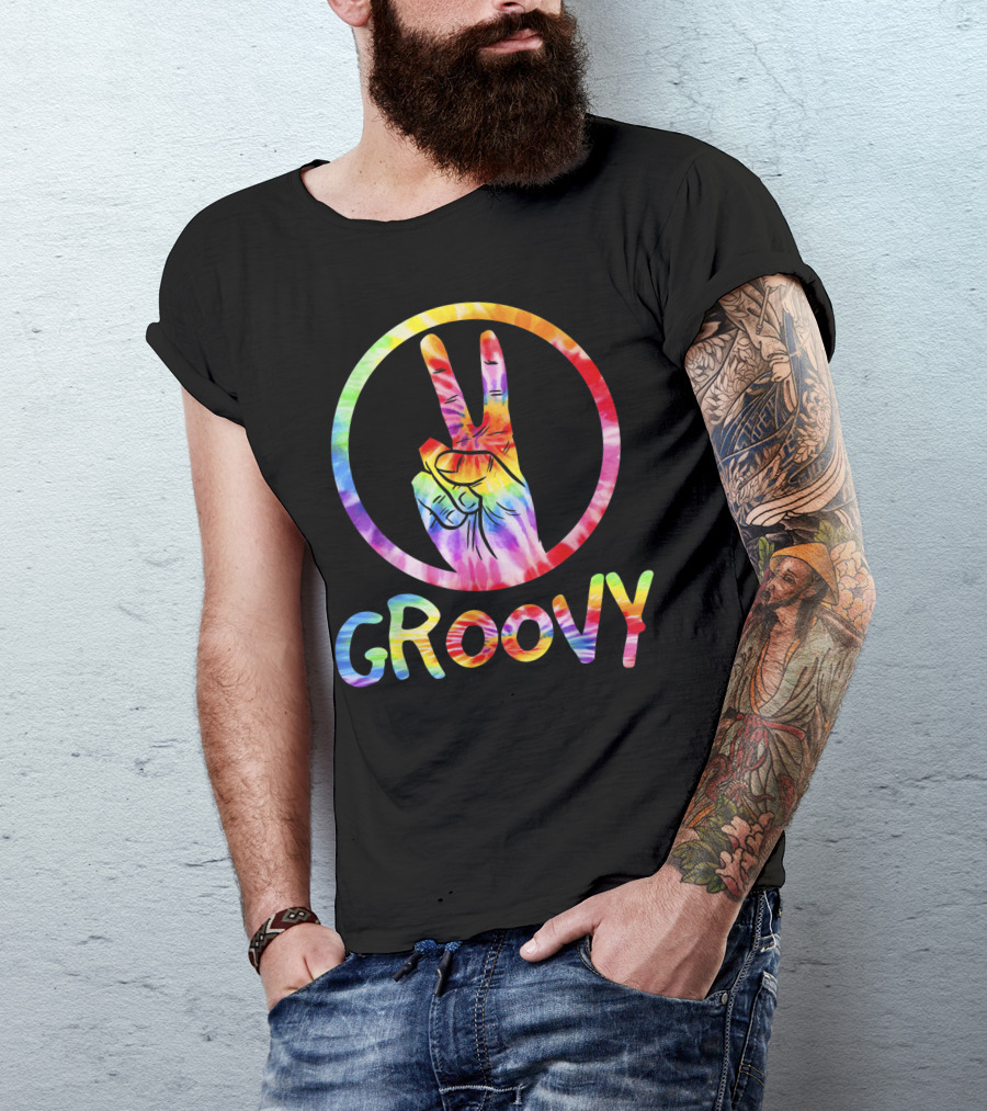 Groovy 70s Tie Dye Peace Sign Vintage 70s T-Shirt