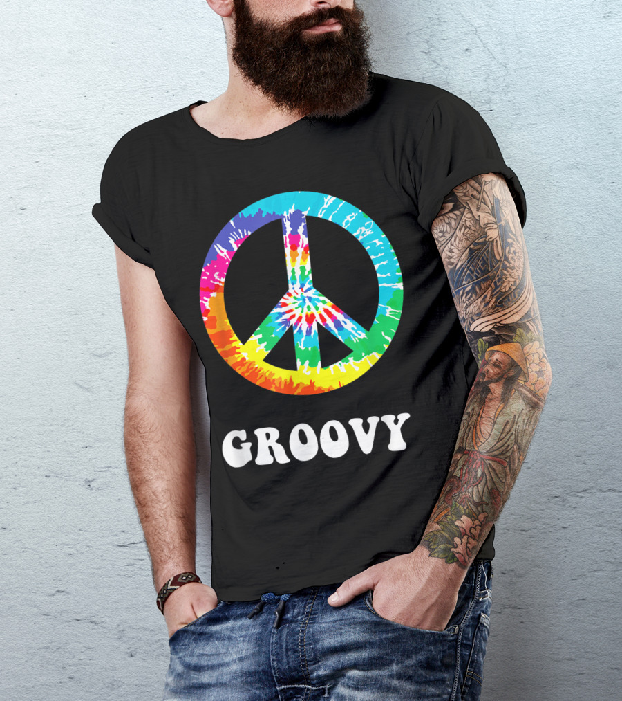 Groovy Tie Dye Peace Sign Hippie 60s T-Shirt