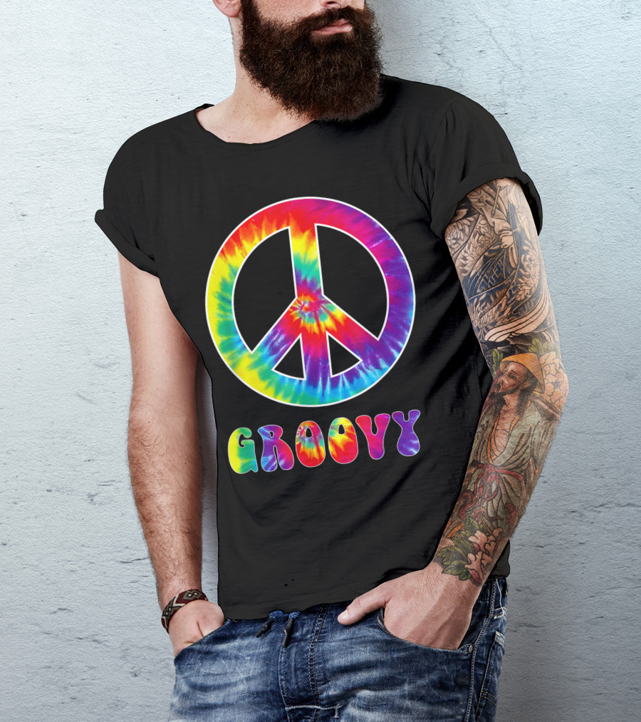 Groovy Tie Dye Peace Sign Hippy T-Shirt