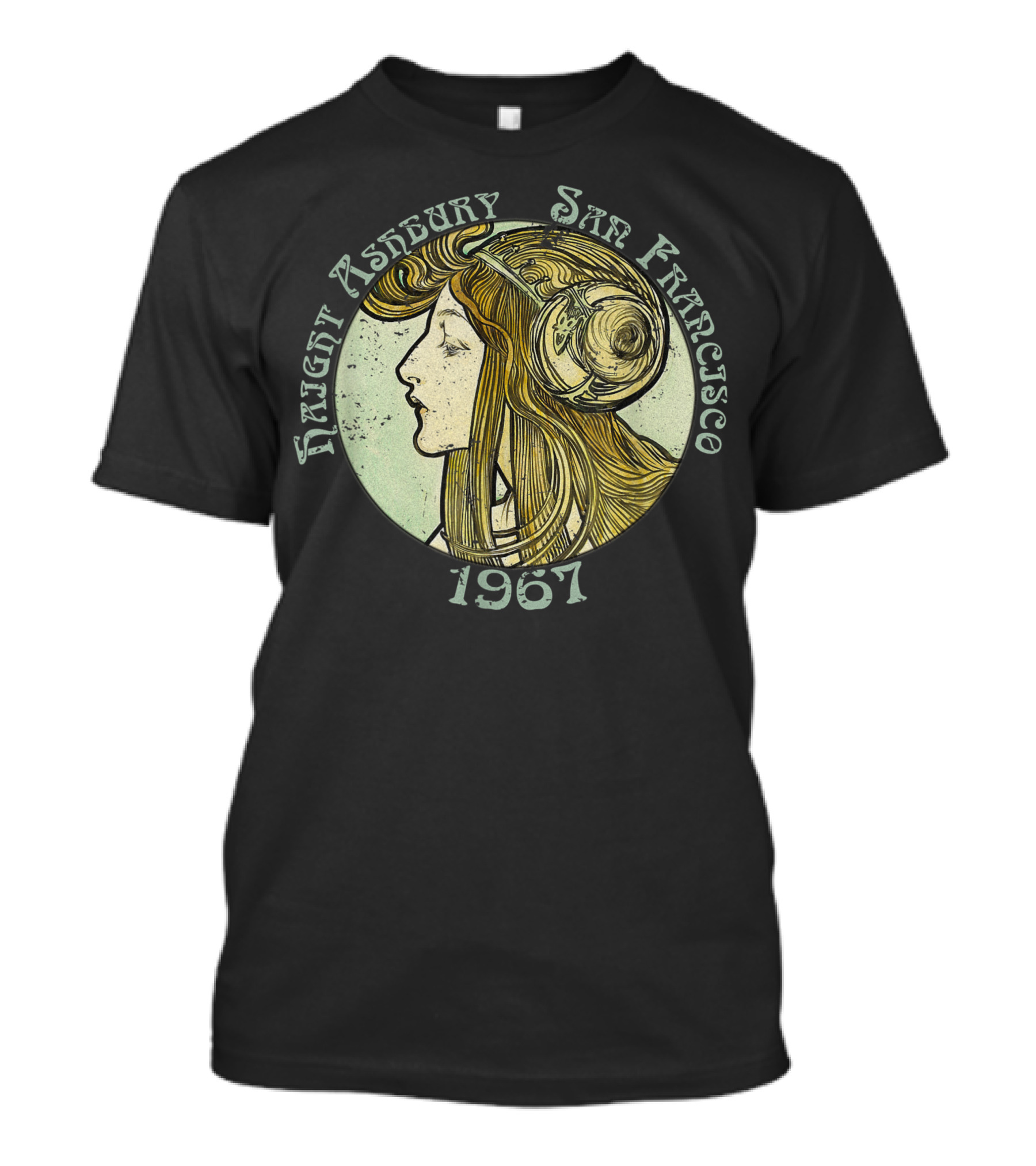 Haight Ashbury San Francisco 1967 Art Nouveau Style Girl T-Shirt