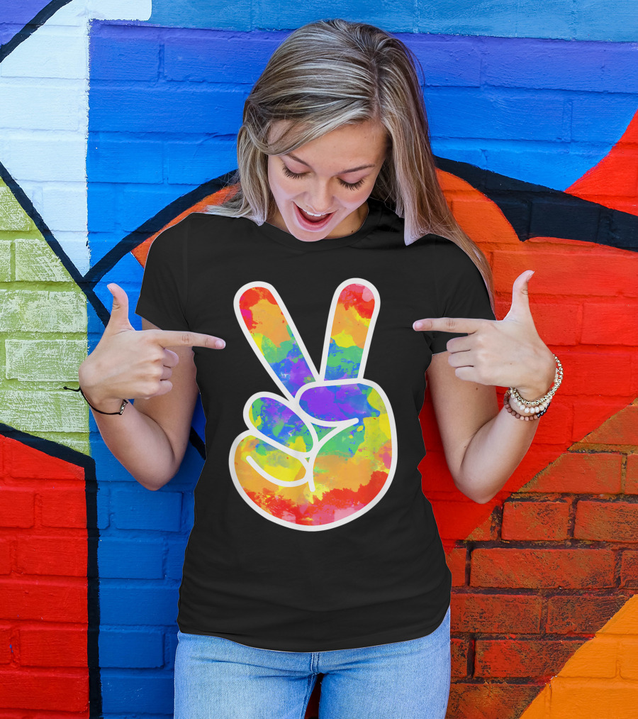 Halloween Costume Tie Dye Peace Sign Hippie 60S 70S T-Shirt
